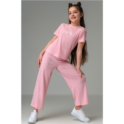 Летний костюм для девочки в рубчик-лапша Happyfox