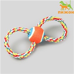 Игрушка канатная «Восьмерка с мячом посередине», 140-160 г, 24-30 см, микс цветов