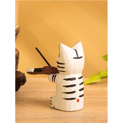 Сувенир «Кот скрипач», 3.5×8×8 см, дерево, белый