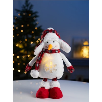 Фигура текстиль «Снеговик» 40-60 см, телескопические ножки, 1 LED, от батареек LR1130×3, свечение тёплое белое