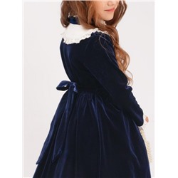 Платье бархатное для девочки SP0077 (Темно-синий)