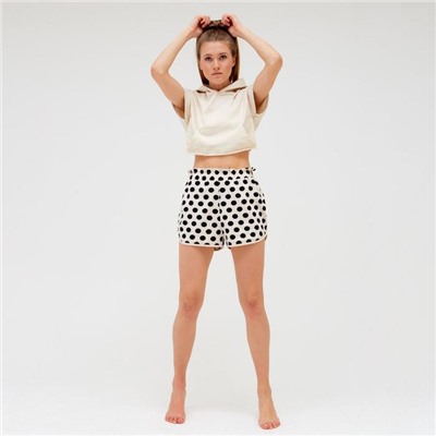 Пижама женская (худи, шорты) MINAKU: Polka-dot collection, бежевая, размер 46