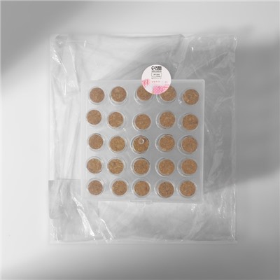 Набор баночек для хранения бисера, d=2×4 см, 25 шт., в контейнере, 11×11×5 см