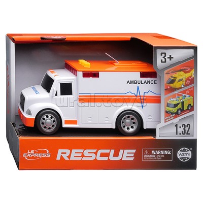 Машина "Скорая помощь" 1:32 (свет, звук) в коробке