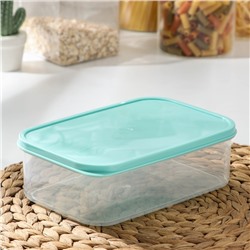 Контейнер для хранения еды Доляна, 1.2 л, пластик, прозрачный, крышка бирюзовая