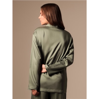 Пижама женская (рубашка, брюки) SL HOME Tensel Home, размер 52-54, зелёная