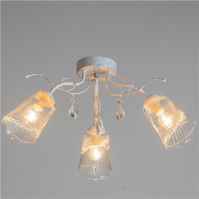 Люстра BayerLux «Глория», 3xE14, 40 Вт, белый с золотой патиной, 61.5×61.5×27 см