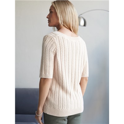 Джемпер фактурной вязки из хлопка с кашемиром