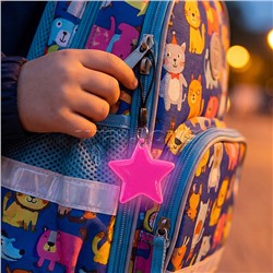 Брелок виниловый "Safe mode Звезда" 60x60 мм, световозвращающий розовый, в пластиковом пакете с подвесом