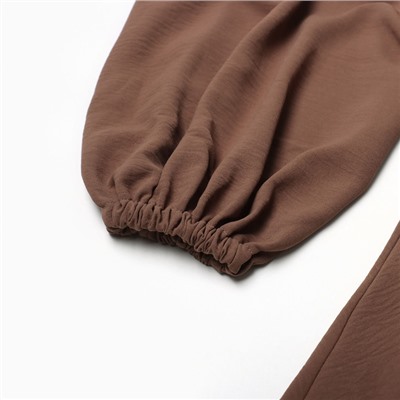 Платье мини женское MIST с глубоким вырезом, размер 48, коричневое