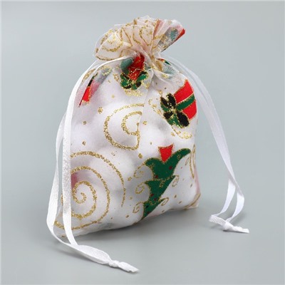 Мешочек подарочный новогодний органза «Золотые мгновения», 10×12 см ± 1.5 см