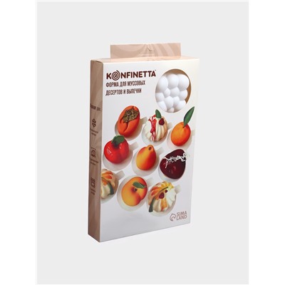 Форма для выпечки и муссовых десертов KONFINETTA «Облако», силикон, 30×18.8×3.5 см, 6 ячеек (7.4×7.4 см), белая