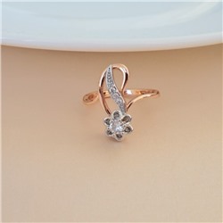 Кольцо 18 р ювелирная бижутерия коллекция "Дубай", покрытие позолота, вставка: фианиты, цвет: прозрачный, арт.314.943-18