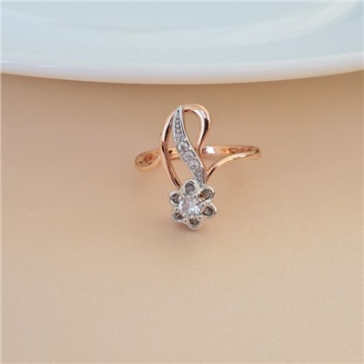 Кольцо 20 р ювелирная бижутерия коллекция "Дубай", покрытие позолота, вставка: фианиты, цвет: прозрачный, арт.314.943-20