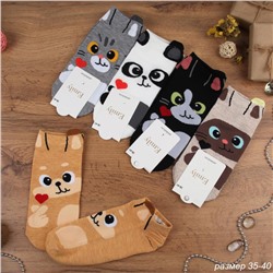 Носки р. 35-40 Кошка короткие / L812 /уп 10/500/1200/ ОДНА ПАРА/ МАРКА