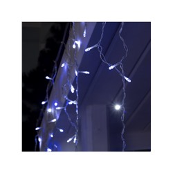 Гирлянда «Бахрома» 3×0.6 м, IP44, УМС, прозрачная нить, 160 LED, свечение бело-синее, мигание, 220 В