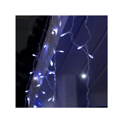 Гирлянда «Бахрома» 3×0.6 м, IP44, УМС, прозрачная нить, 160 LED, свечение бело-синее, мигание, 220 В
