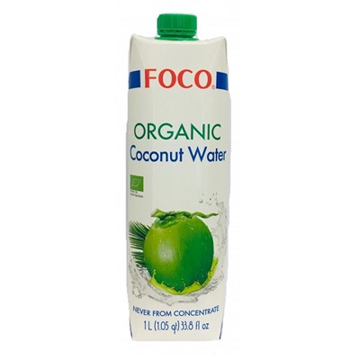 Вода кокосовая без сахара органическая Organic Coconut Water FOCO 1 л. TetraPak