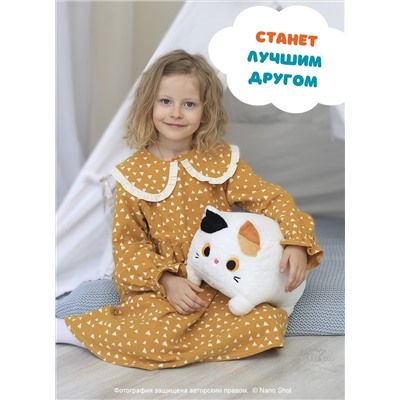 Мягкая игрушка кот-кирпичик котокуб глазастый квадратный котик, белый 30 см