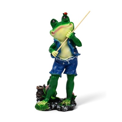 Садовая фигура из полистоуна «Лягушонок рыбак», 40×12×18 см