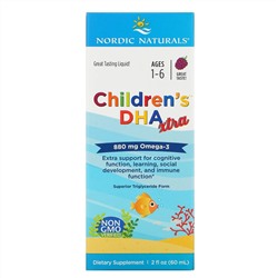 Nordic Naturals, Children's DHA Xtra, для детей возрастом 1–6 лет, ягодный вкус, 880 мг, 60 мл (2 жидк. унции)