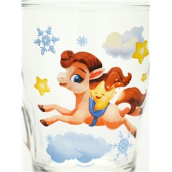 Кружки стеклянные новогодние «Весёлого праздника. Лошади», набор 2 шт.