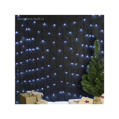 Гирлянда «Сеть» 2×1.5 м, IP44, УМС, тёмная нить, 192 LED, свечение белое, 220 В