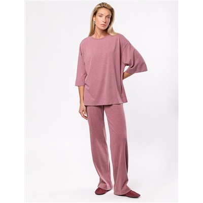 Прямые брюки из фактурного трикотажа в рубчик