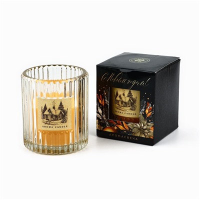 Свеча ароматическая новогодняя Aroma candle, аромат апельсин, 7,5 х 8,6 см