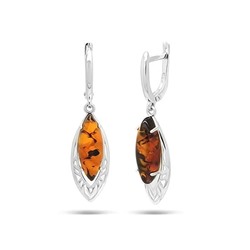 Серьги из серебра янтарь, СП33