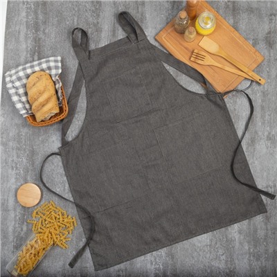 Фартук «Этель. Стиль», серый, 60×75 см, 60% п/э, 20% хлопок, 20% лён