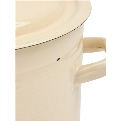 УЦЕНКА Кастрюля эмалированная, 8 л, d=26.5 см, с крышкой, без декора, цилиндрическая, слоновая