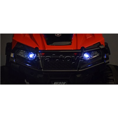 Электромобиль "Багги кросс" с р/у управлением, четырехколесный, двухместный, двойной привод (красный)