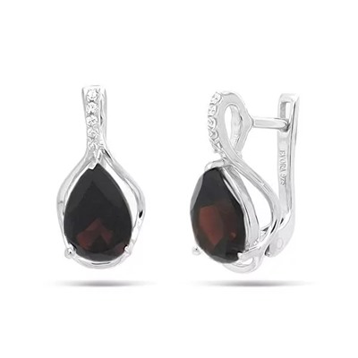 Серьги из серебра гранат, Фламинго
