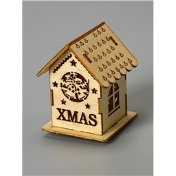 Ёлочная игрушка «Домик с колокольчиками», 6×4.5×4.5 см, от батареек, свечение тёплое белое