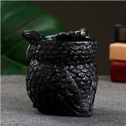 Фигурное кашпо для цветов «Совушка», 250 мл, 11×10×10 см, гипс, чёрное