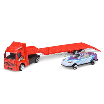 Модель металл Автоперевозчик 19,5 см и 7см, (своб. ход, подв. прицеп и пандус)