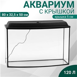 Аквариум «Телевизор» с крышкой, 120 литров, 80×32.5×50/55 см, чёрный