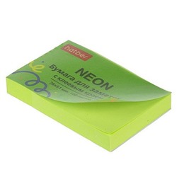 Бумага для заметок с клеевым краем 76х51 мм 100 листов "NEON" зеленая 090326 Хатбер
