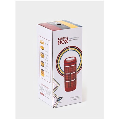 Ланч бокс TAKE IT EASY «Клеточка», 1.35 л, 3 уровня, сохраняет тепло 3 ч, нержавеющая сталь, синий