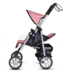 Коляска для кукол металлическая, складная, прогулочная с козырьком, с корзиной, цвет розовый, в пакете