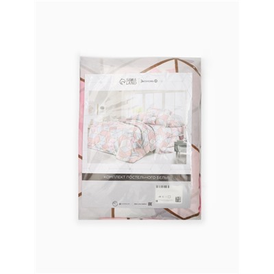 Постельное бельё 1.5-спальное «Экономь и Я», микрофибра 60 г/м², розовое, белое