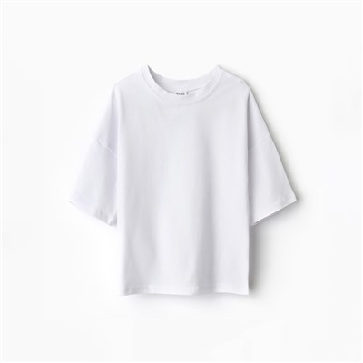 Футболка детская однотонная MINAKU: Basic line, белая, рост 98 см