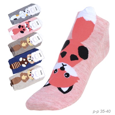 Носки р. 35-40 Зверята короткие / L687 /уп 10/1200/ ОДНА ПАРА