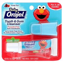 Orajel, Elmo Tooth & Gum Cleanser, Fluoride-Free, 3-24 Months, Fruity Fun, 0.7 oz (19.8 g)