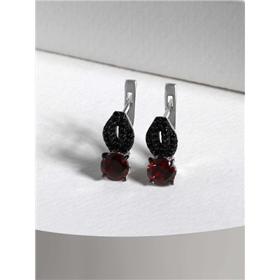 Кольцо из серебра с натуральным гранатом и натуральной шпинелью родированное 925 пробы 1-534рч40416