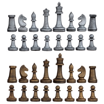 Шахматные фигуры, полистоун, король h=8.8 см d=3.8 см, пешка h=4.2 см d=2.7 см