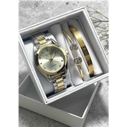 Подарочный набор для женщин часы, 2 браслета + коробка #22853316