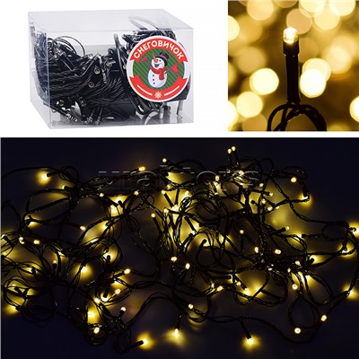 Электрогирлянда светодиодная 10 м, 100 ламп, теплый