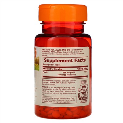 Sundown Naturals, Фолат, 666 мкг фолиевого эквивалента, 350 таблеток